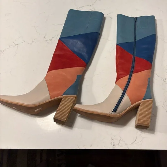 Jeffrey Campbell  Patchwork Knee-High Boots 9 - Picture 2 of 9